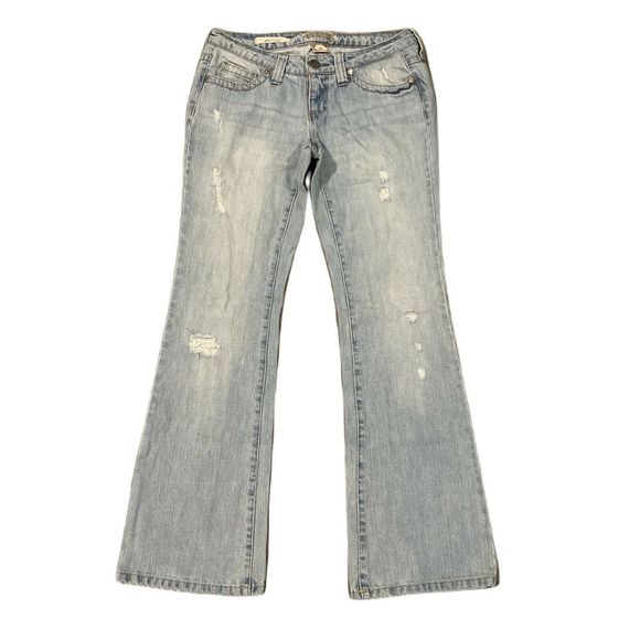 Decree Bootcut Denim Jeans ~ Sz 9 ~ Blue ~ Low Rise ~ 31" Inseam ~ Distressed - Picture 1 of 7